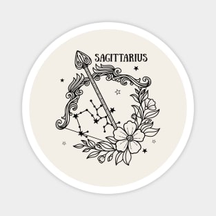 Sagittarius Zodiac Sign Floral Magnet